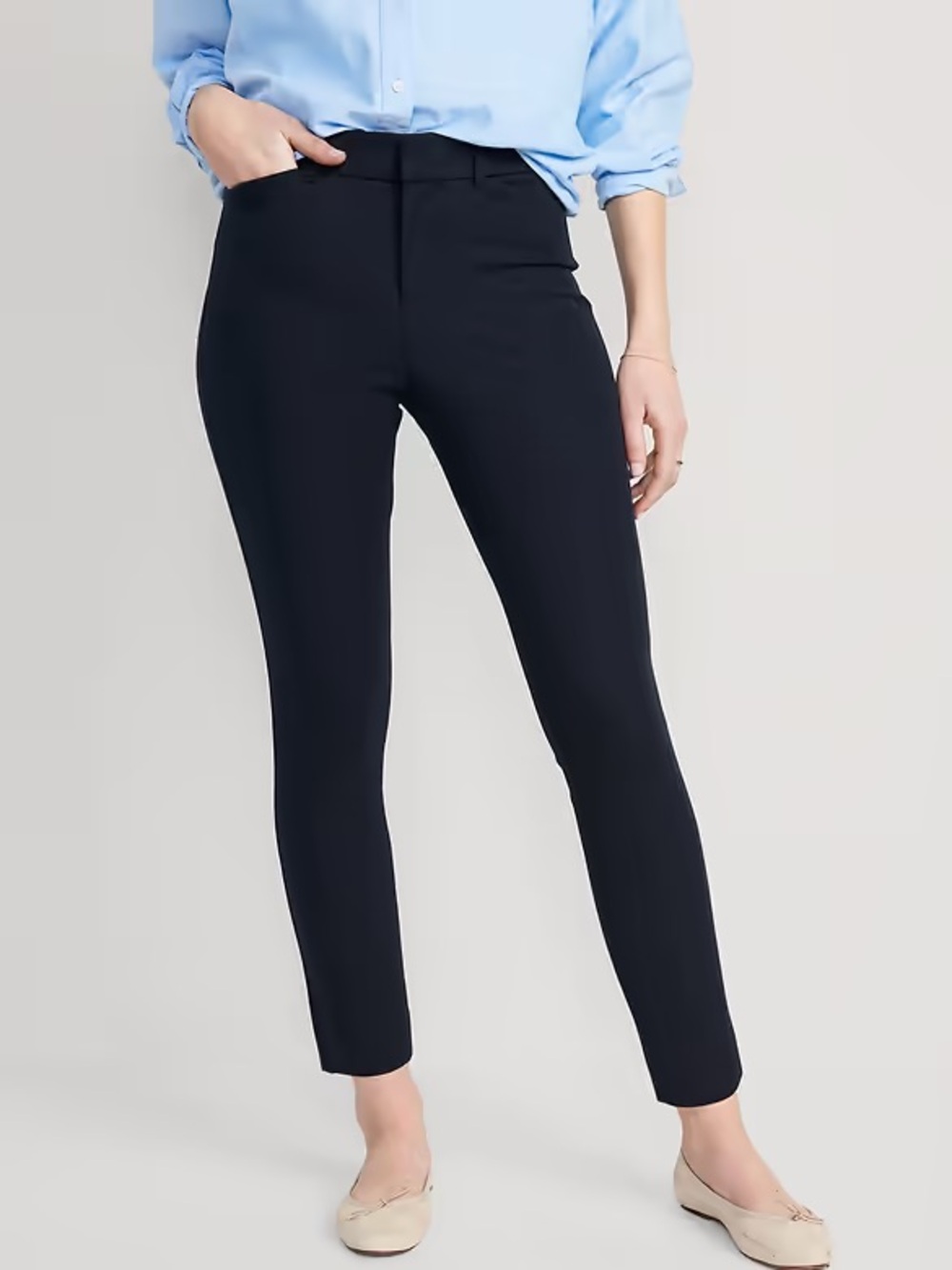 Classic Navy Slim Ankle Pants